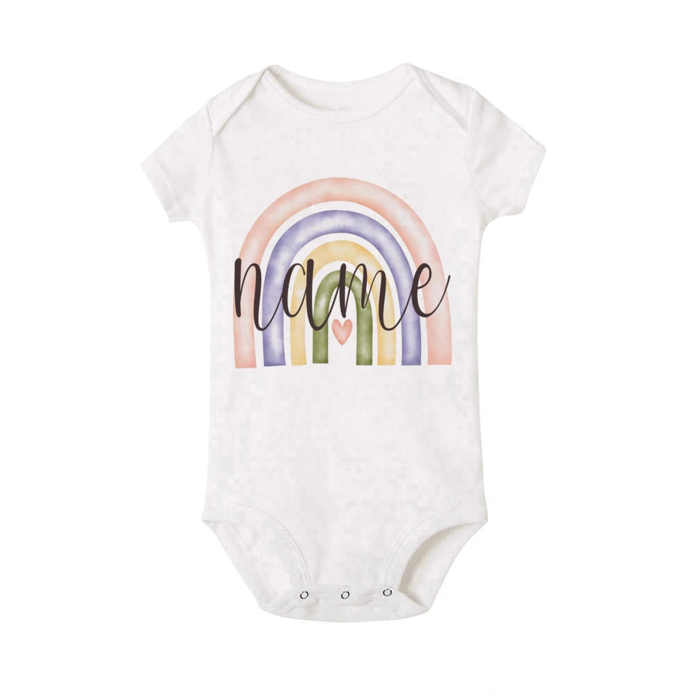 Personalized Baby Bodysuit Rainbow with Name Infant Jumpsuit Boys Girls Outfits Romper Custom Toddler Clothes Baby Shower Gift
