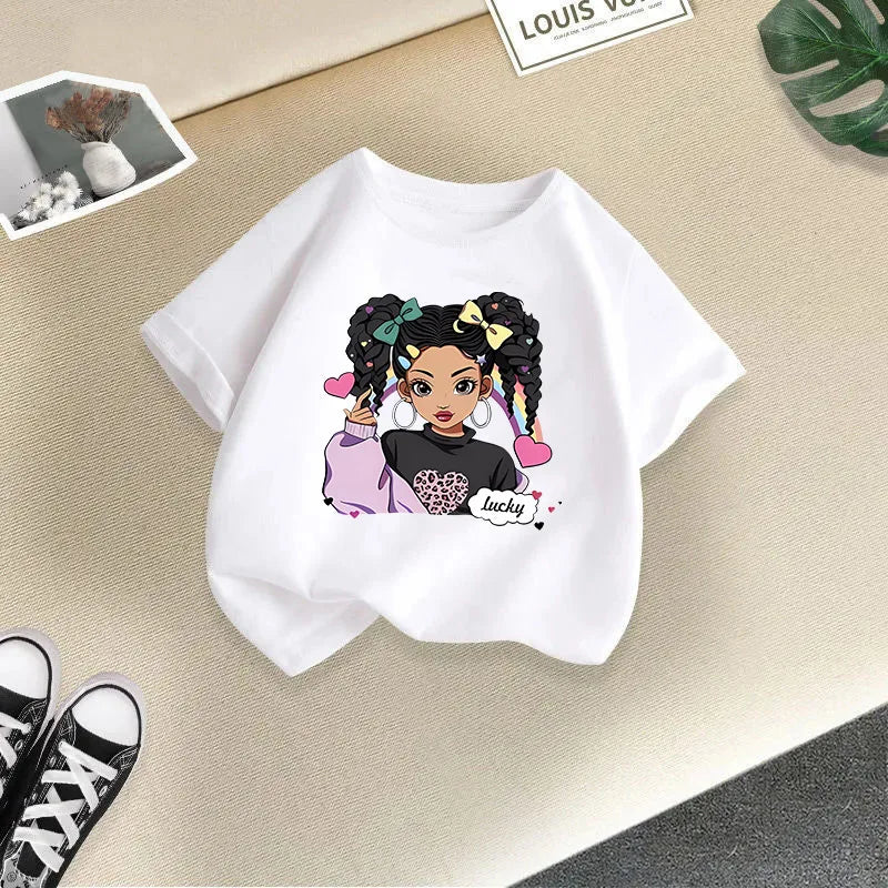 Girls Short-sleeved Children's T-shirt Summer New Style Casual Children's Top Girls Summer Fashion Kids Clothes
