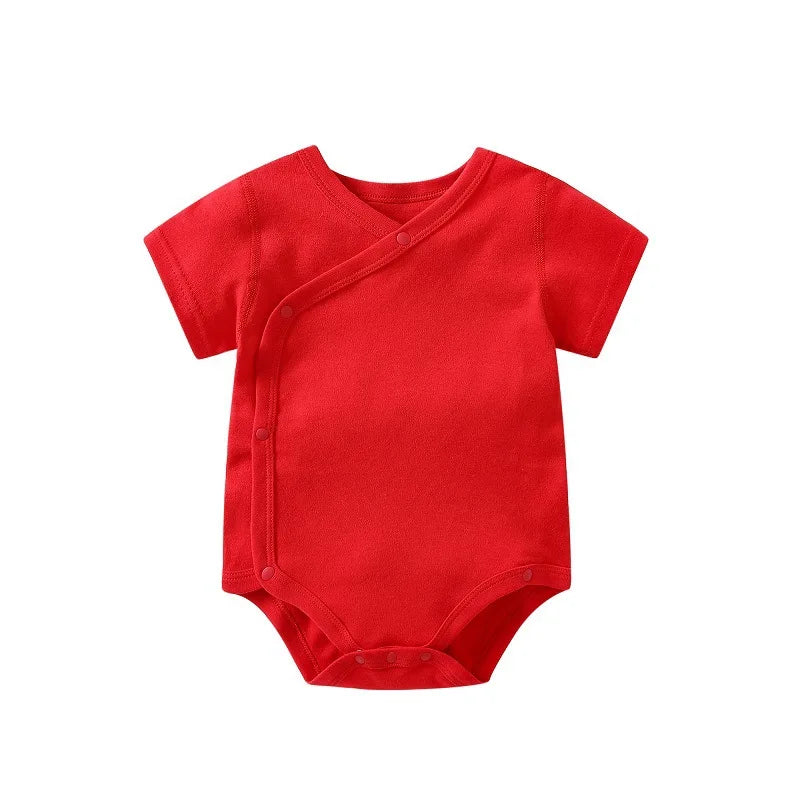 Infant Outfits 0-3 Months Onesies Newborn Baby Cotton Bodysuit for Boy Girl Solid Color Slant Open Button Bodysuit Bebe Clothes