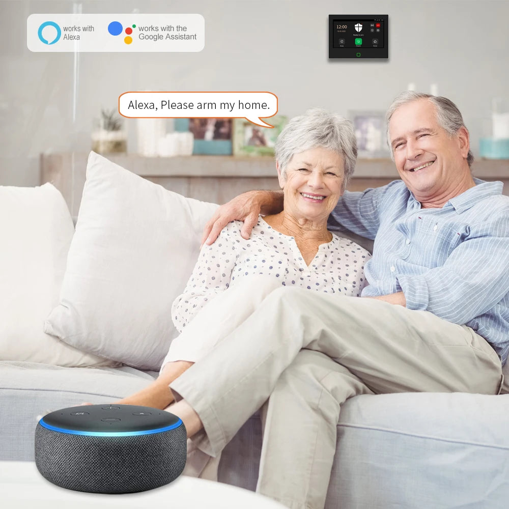 Staniot Alarm System 7-inch Touch Screen 4G Smart 433Mhz WiFi Home Alarm Remote Control Wireless Smoke Detector Security System