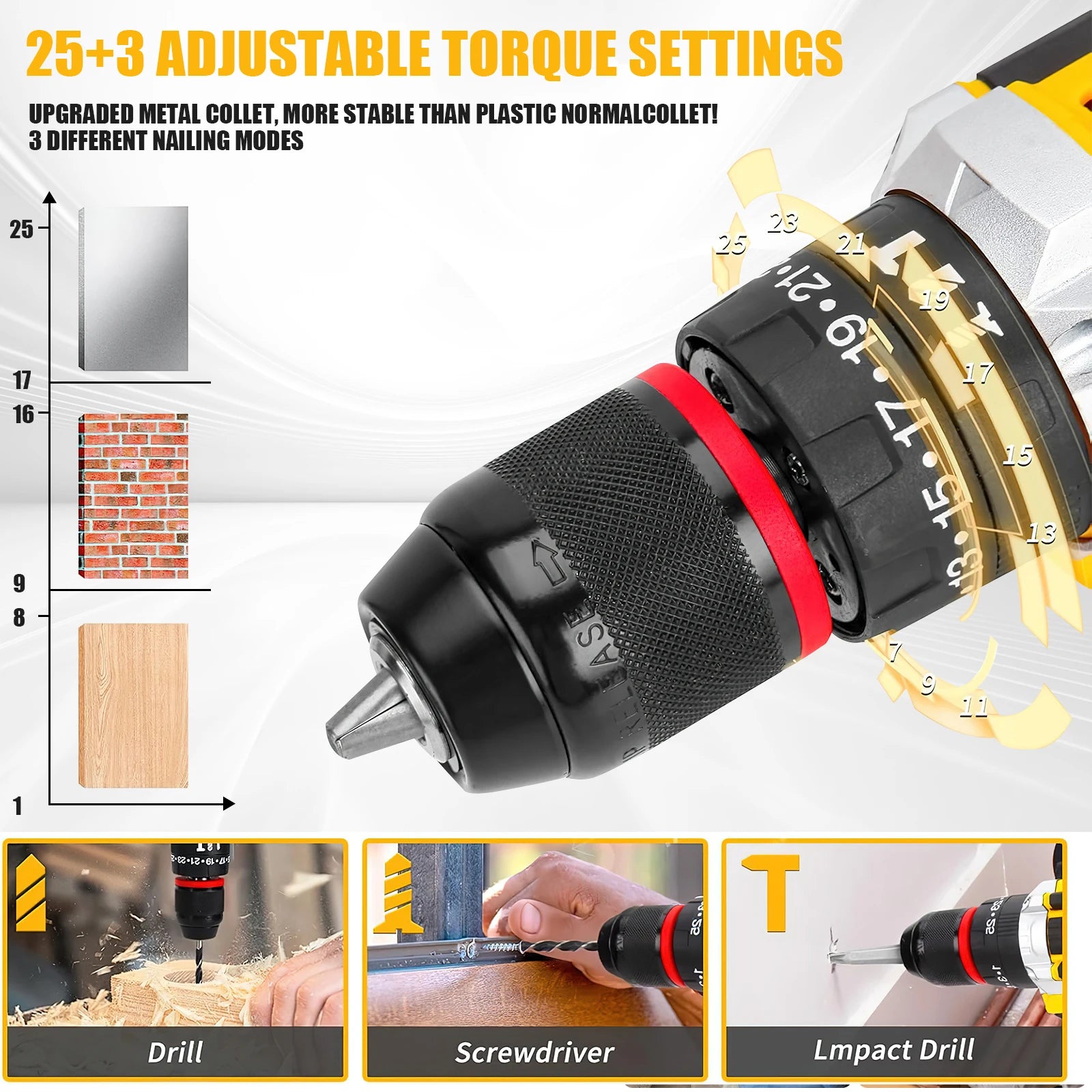 21V Cordless Electric Drill, Electric Screwdriver, Mini Wireless Power Driver, DC Lithium-Ion Battery
