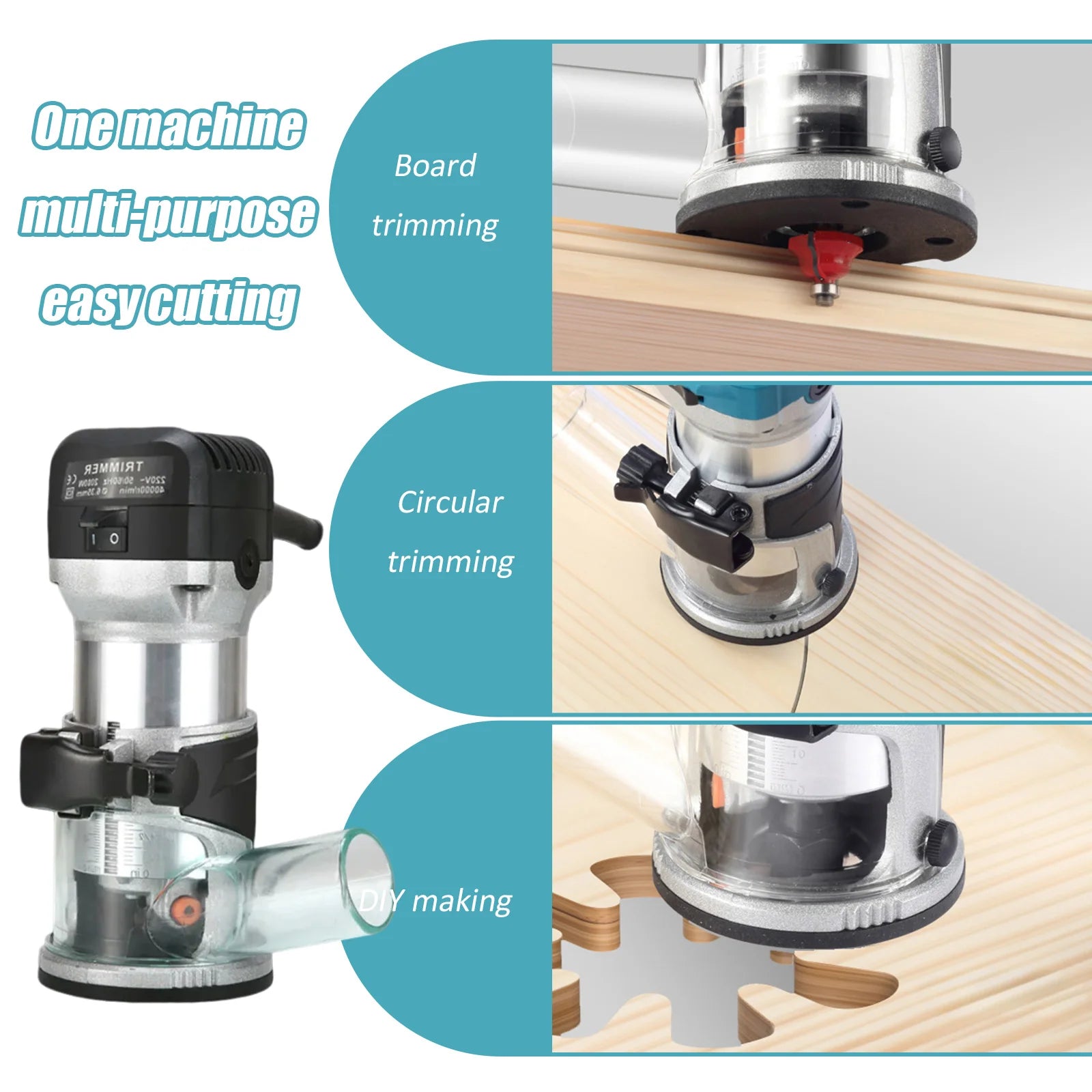 2000W Wood Electric Trimmer Woodworking Milling Machine 6th gear Hand Trimmers Wood Edge Router 40000RPM Home DIY Tools