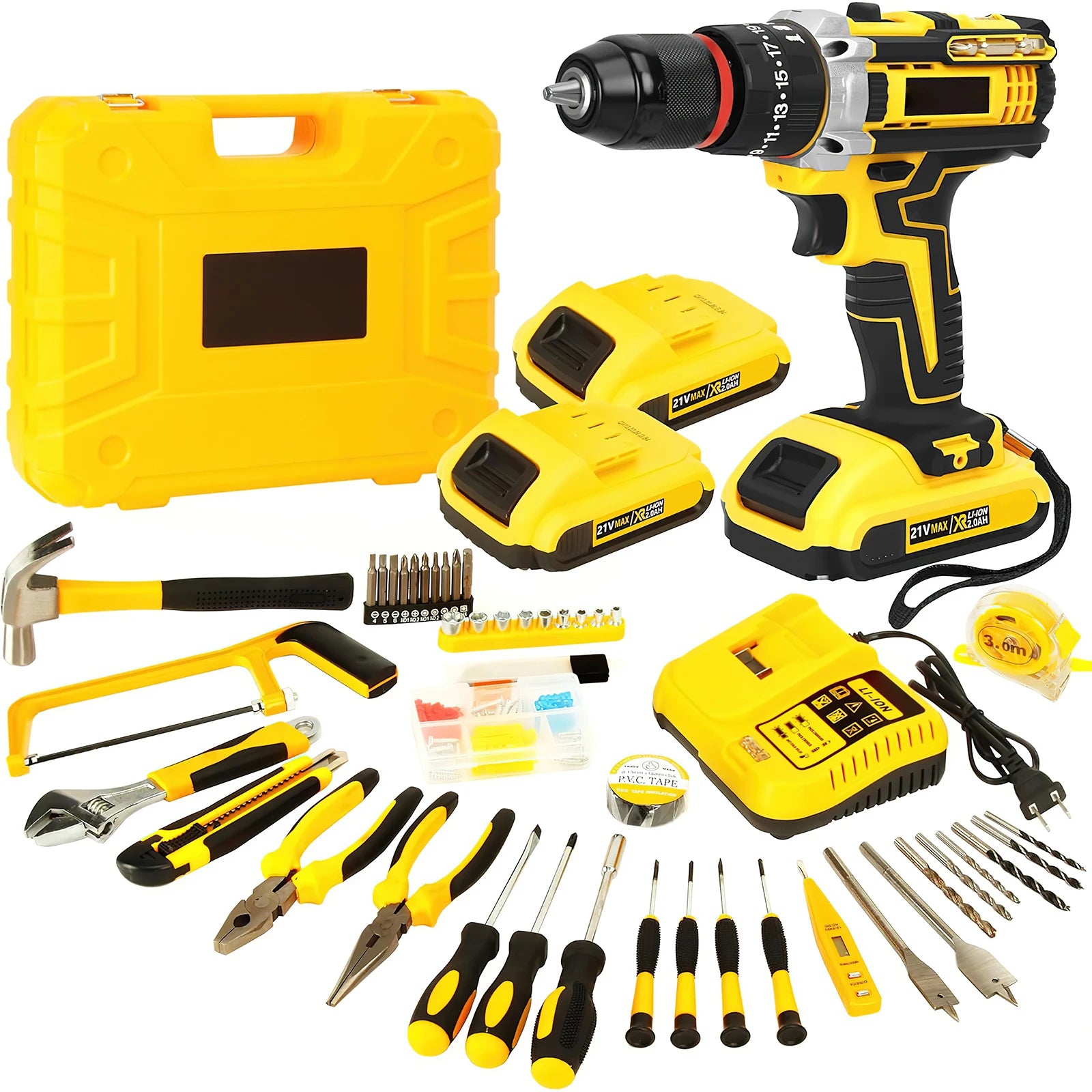 21V Cordless Electric Drill, Electric Screwdriver, Mini Wireless Power Driver, DC Lithium-Ion Battery