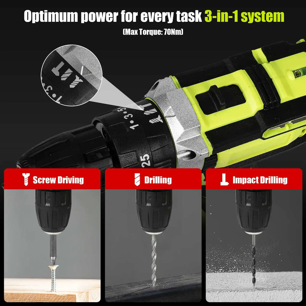 28V Cordless Impact Drill Electric Screwdriver Electric Hammer Drill Mini Wireless Hand Drill Lithium-Ion Battery Power Tools
