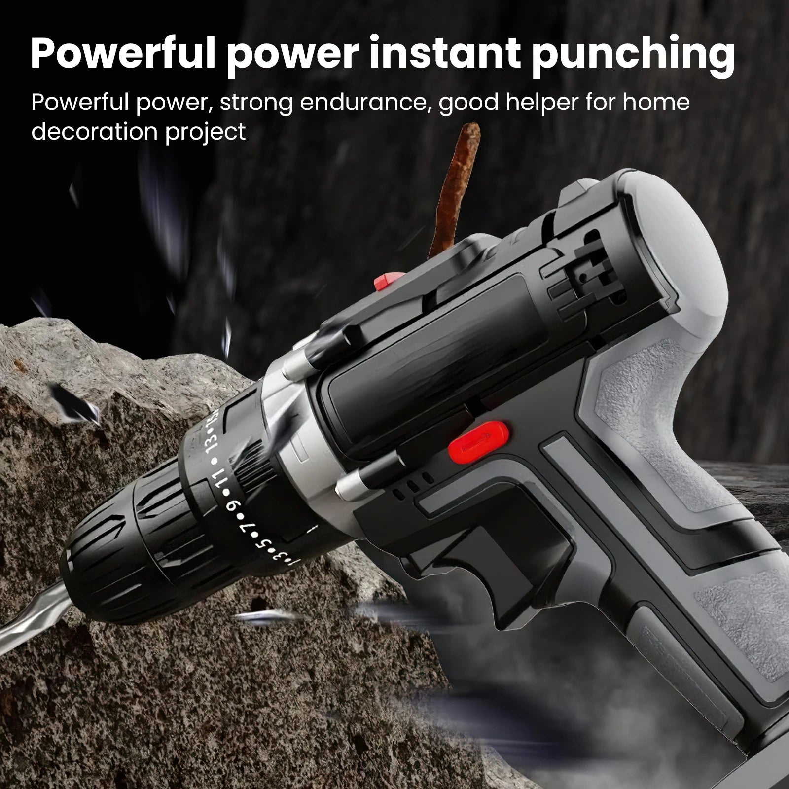 21V Cordless Impact Drill Electric Screwdriver Electric Hammer Drill Mini Wireless Hand Drill Lithium-Ion Battery DIY Power Tool