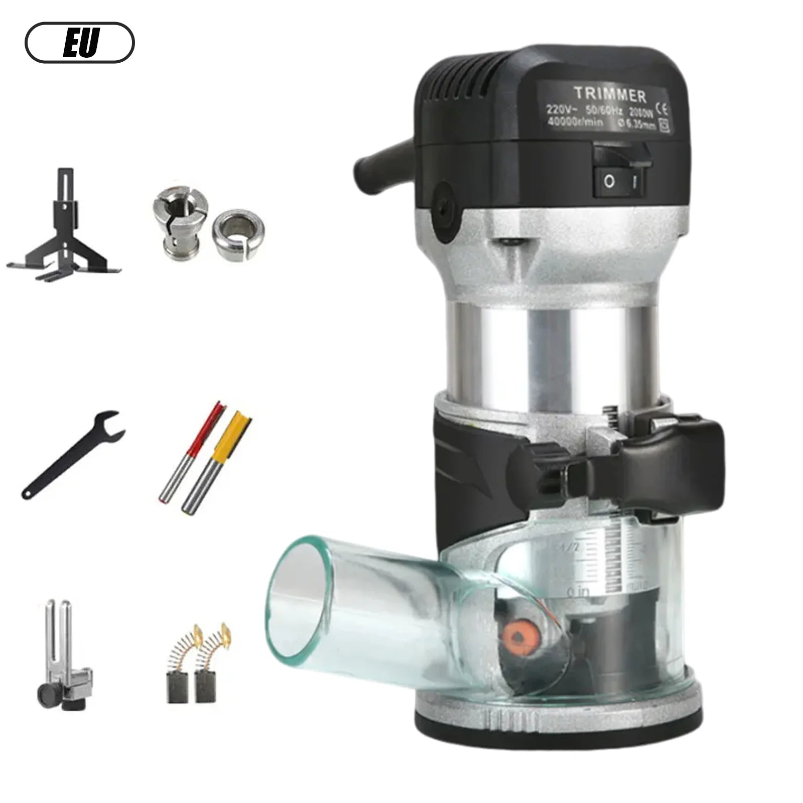 2000W Wood Electric Trimmer Woodworking Milling Machine 6th gear Hand Trimmers Wood Edge Router 40000RPM Home DIY Tools