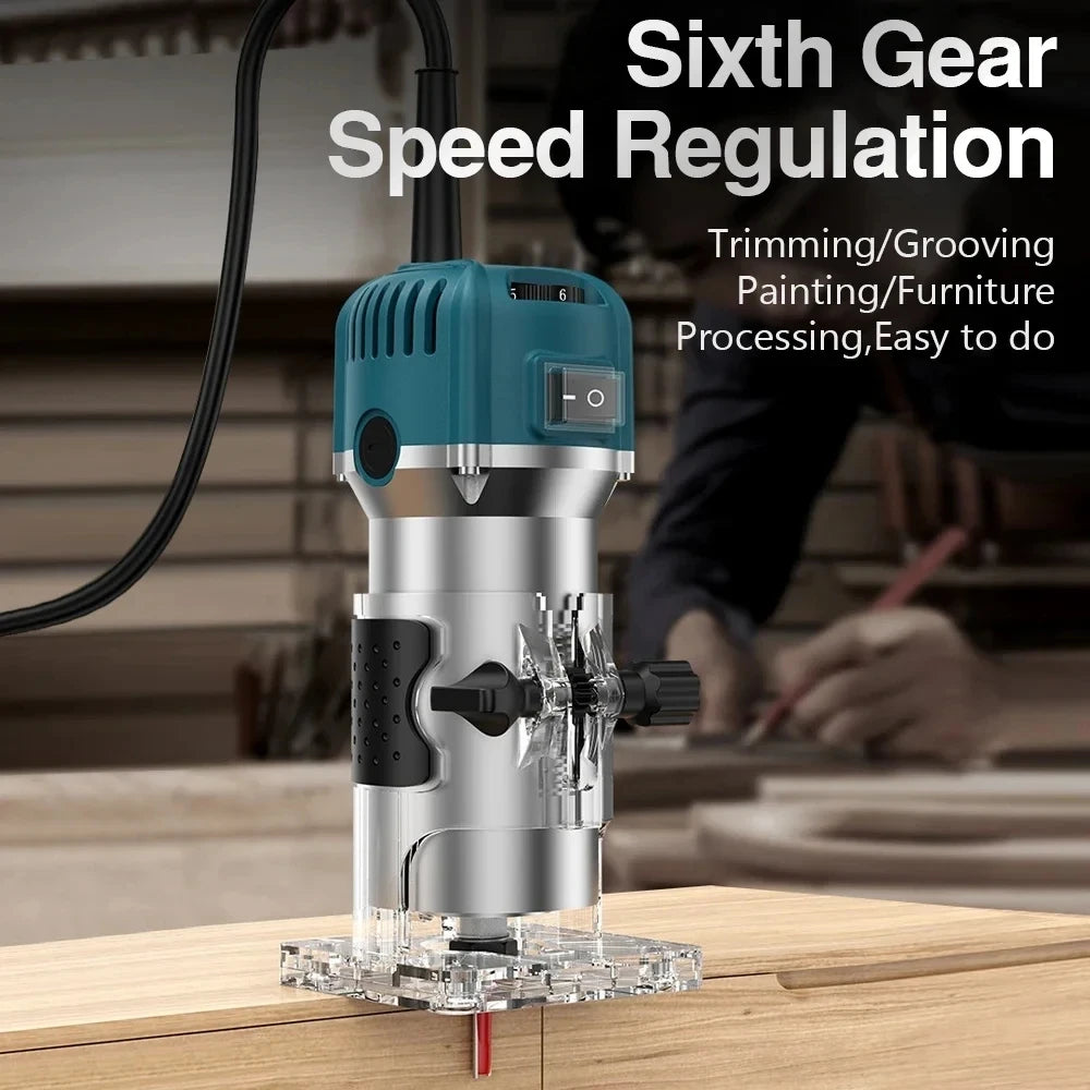 6 Speed ​​800W Electric Trimming Machine 30000RPM Woodworking Milling Engraving Hand Wood Edge Router Trimmer Home DIY Power Tools