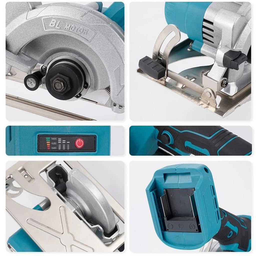Brushless Circular Saw 125mm Cordless Electric Saw Adjustable Wood Cutting Machine Handheld Woodworking Saw for Makita Battery