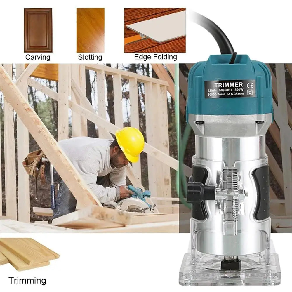 800W 30000RPM Wood Router Machine woodwork Electric Trimmer 1/4 Inch Wood Carving milling products carenter Power drinking