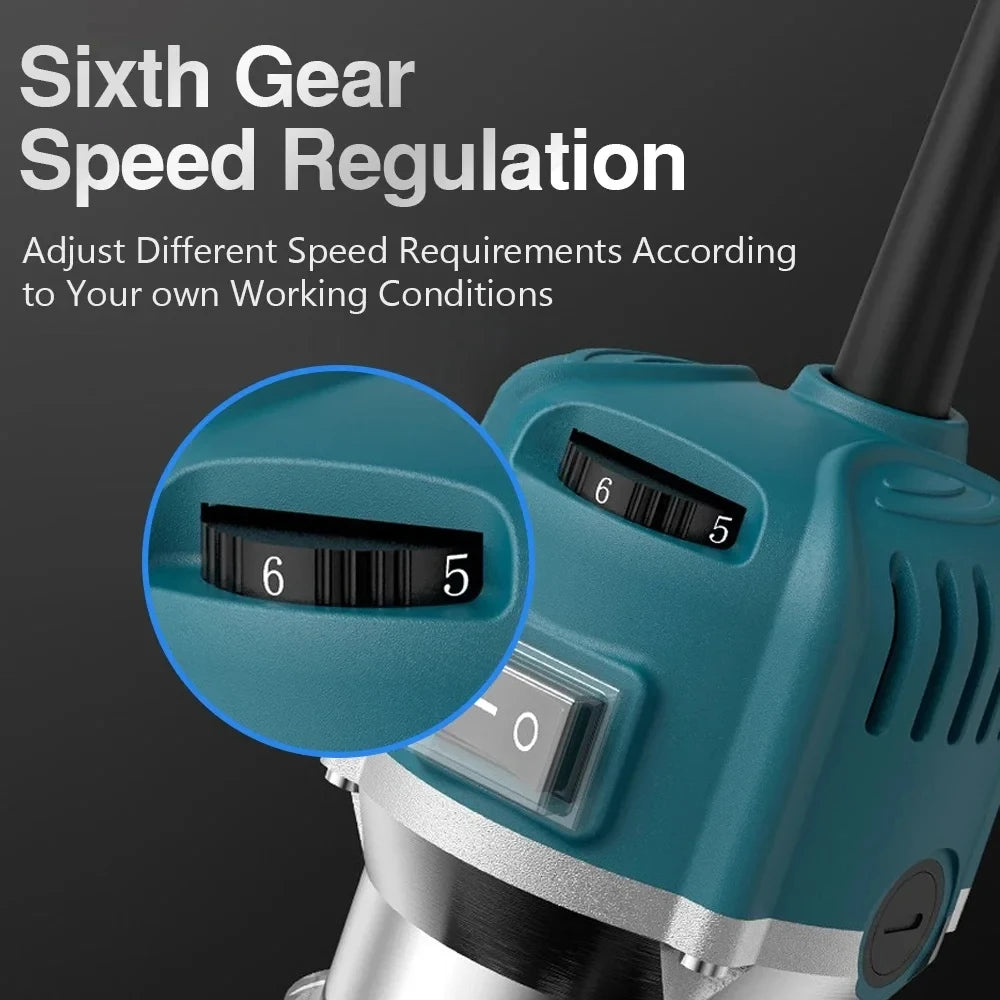 6 Speed ​​800W Electric Trimming Machine 30000RPM Woodworking Milling Engraving Hand Wood Edge Router Trimmer Home DIY Power Tools