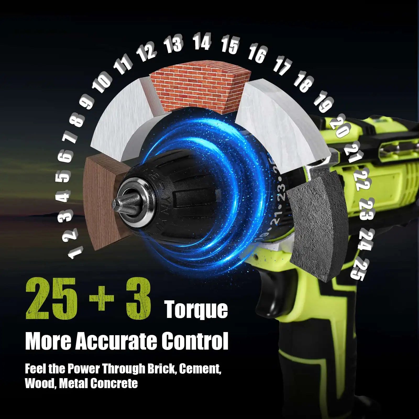 28V Cordless Impact Drill Electric Screwdriver Electric Hammer Drill Mini Wireless Hand Drill Lithium-Ion Battery Power Tools