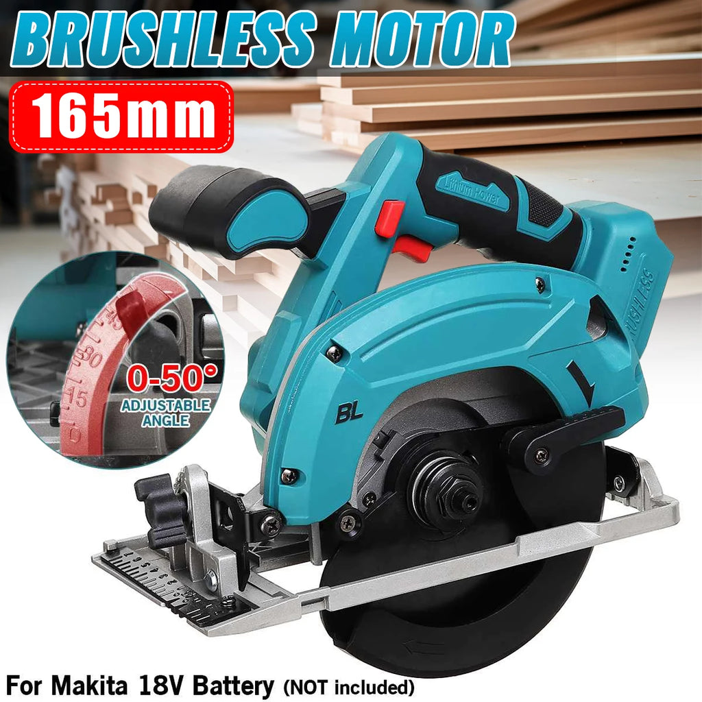 Electric Circular Saw 165mm Saw Blade Brushless Multi-Angle Cutting Suitable For Makita 18v Battery
