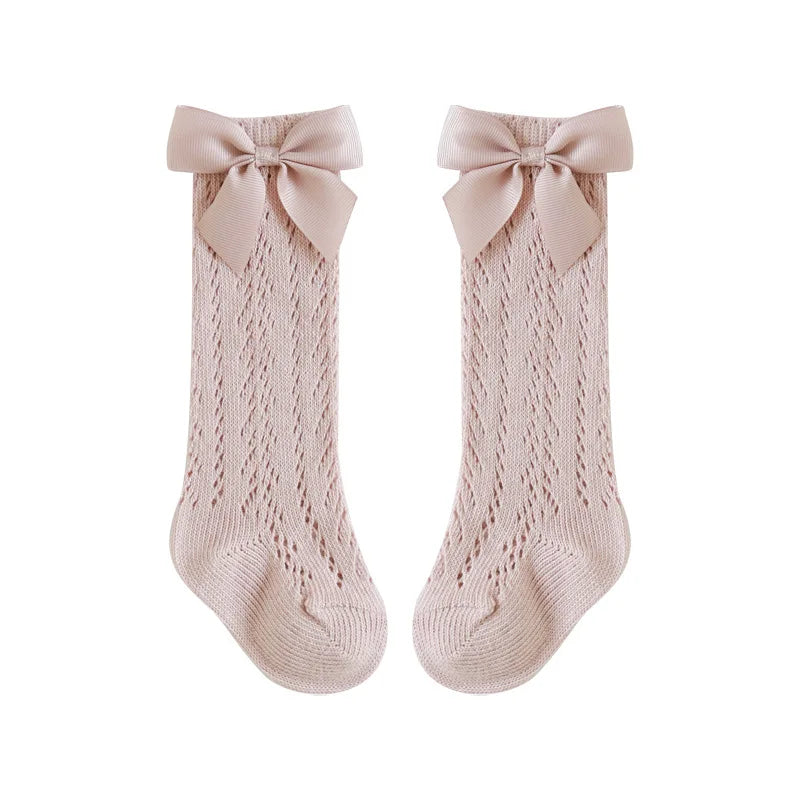 Baby Girls Socks Toddler Spanish Style Bow Cotton Mesh Breathable Newborn Infant Socks 0-5 Years