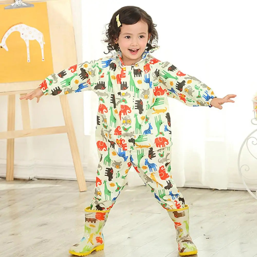 Kids Raincoat Waterproof Rain Poncho Cartoon Dinosaur Children School Student Jumpsuit Rainsuit Boys And Girls Travel Rainwear