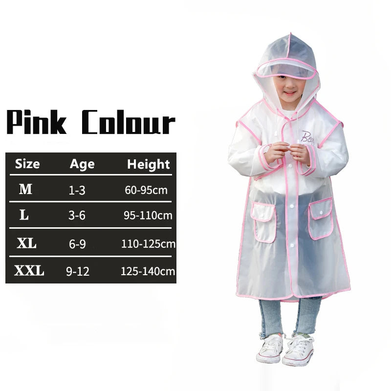Raincoat Kids 1-10 Years Boys Girls Rain Jackets Cartoon Rain Coat Outfits Transparent Rainwear Baby Waterproof Child Clothes