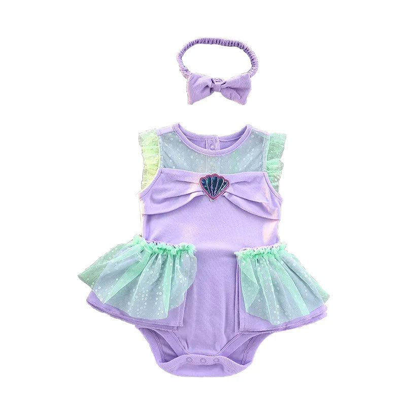 Baby Romper TUTU Dress With Headband Infant Baby Princess Girl Clothes Size 3-18M Cute Design Baby Dress Party Costumes