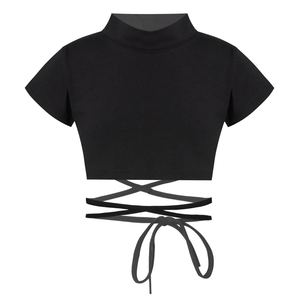Jazz Costume Hip Hop Girls Clothing Black Tops Short Sleeve Hip Hop Crop Top Tshirt For Kids Performance Modern Dancing Clothes