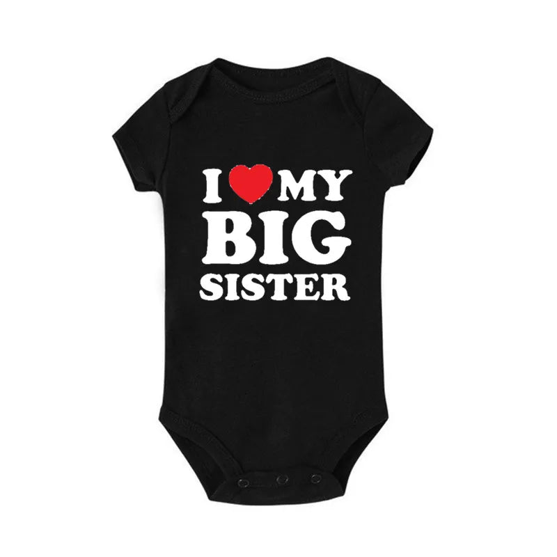 Newborn Baby Romper I Love My Big Sister Print Funny Infant Boys Girls Soft Short Sleeve Fashion Jumpsuit Outfit
