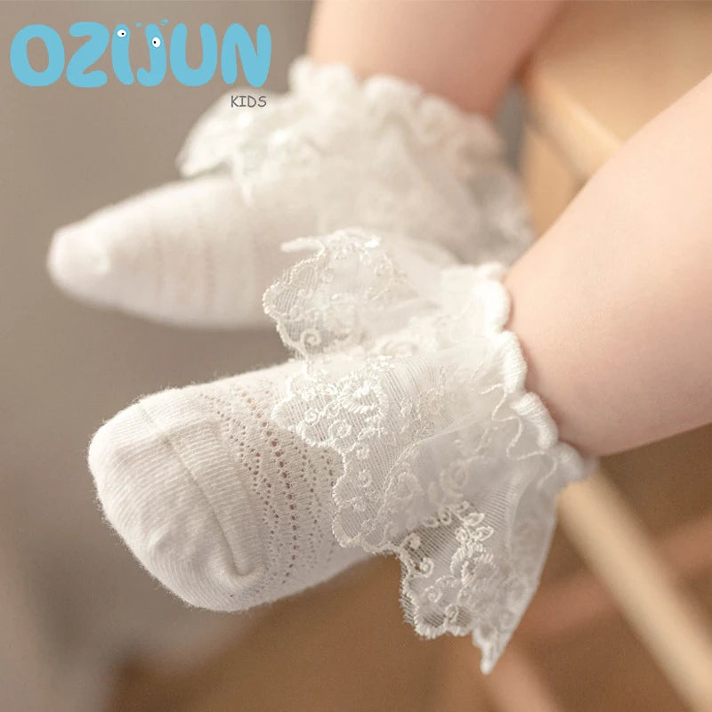 Baby Girl 0-3 Years Summer Ruffle Socks Cute Infant Princess Toddler Dress Frilly Breathable Cotton Socks 0-12/12-24/24-36M Kids