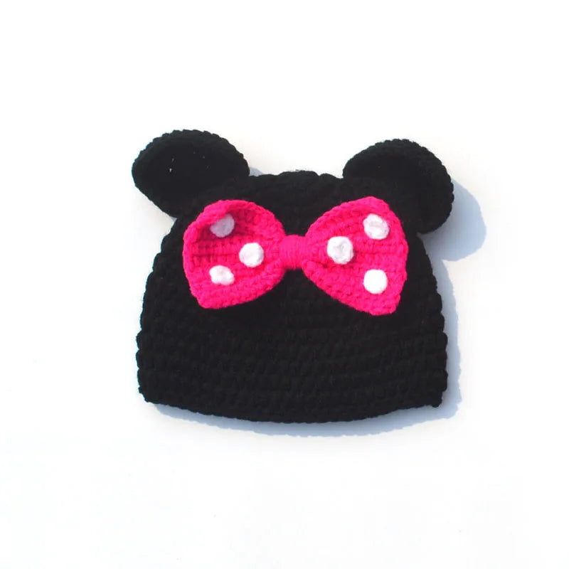 Newborn Minnie Crochet Outfit Baby Knitted Beanie &amp; Skirts Set Toddler Photography Props Baby Girl Gift H283