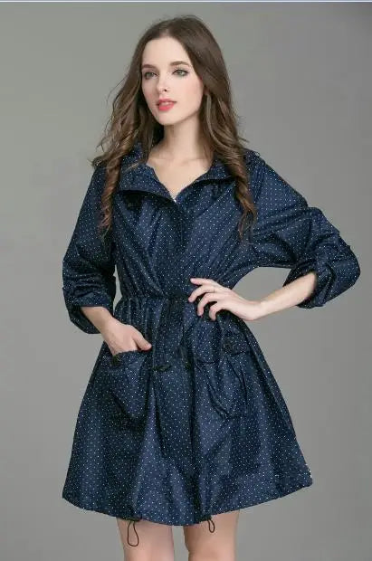 Fasshion Lightweight Women Raincoat Laydies Dress Style Rain Coat Breathable Outdoor Hiking Waterproof Rainwear 3 colors