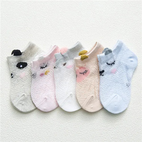 Baby Socks Newborn 5 Pairs/Lot Summer Mesh Thin Baby Socks for Girls Cotton Infant Casual Boy Girls Toddler Socks Cartoon