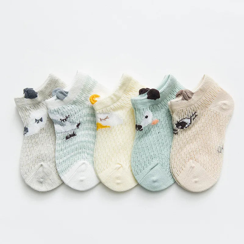 Baby Socks Newborn 5 Pairs/Lot Summer Mesh Thin Baby Socks for Girls Cotton Infant Casual Boy Girls Toddler Socks Cartoon