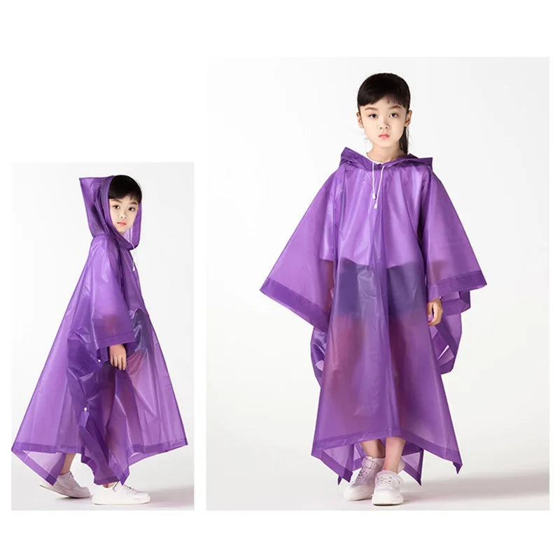 Waterproof Kids Raincoat Fashionable Foldable Outdoor Travel Rainwear Children Lightweight EVA Rain Cover Child Дождевик