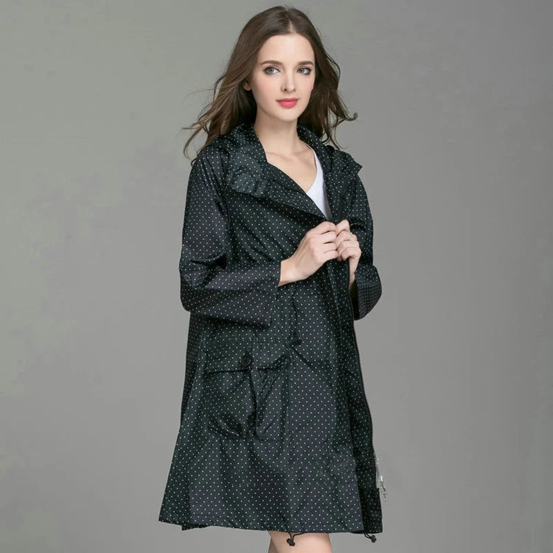 Fasshion Lightweight Women Raincoat Laydies Dress Style Rain Coat Breathable Outdoor Hiking Waterproof Rainwear 3 colors