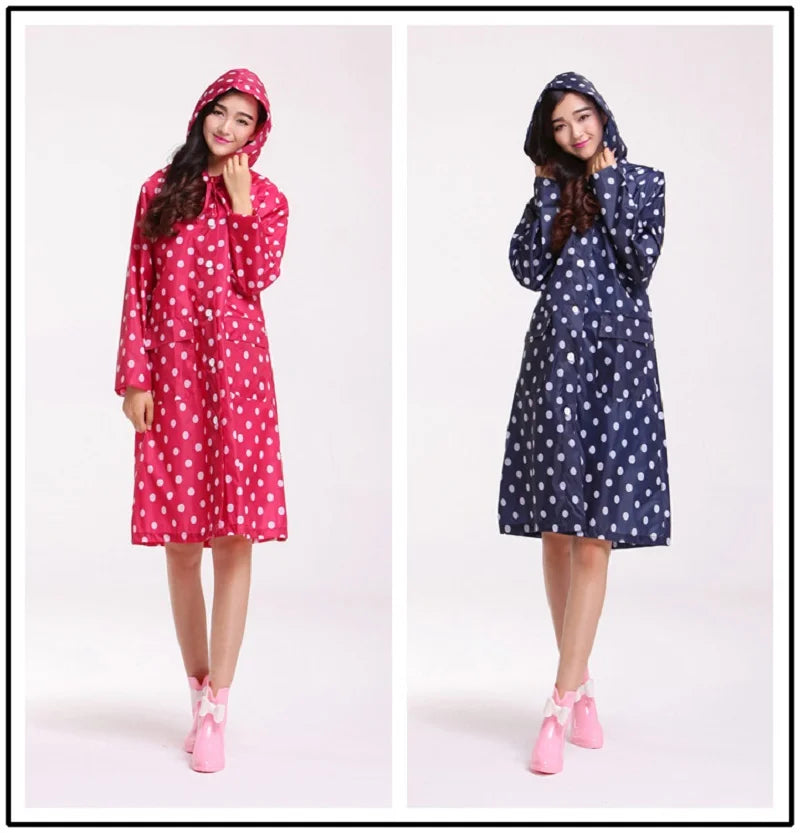 Fashion Lovely Men And Women Rainwear With hood Long Design 95cm Waterproof Outdoor Biker Hiking Raincoat Ladies Rain Suit