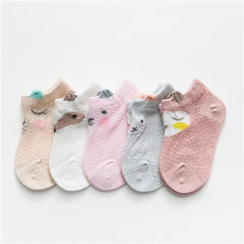 Baby Socks Newborn 5 Pairs/Lot Summer Mesh Thin Baby Socks for Girls Cotton Infant Casual Boy Girls Toddler Socks Cartoon
