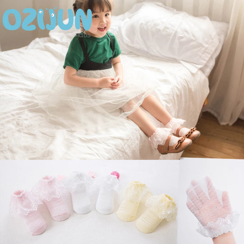 Baby Girl 0-3 Years Summer Ruffle Socks Cute Infant Princess Toddler Dress Frilly Breathable Cotton Socks 0-12/12-24/24-36M Kids