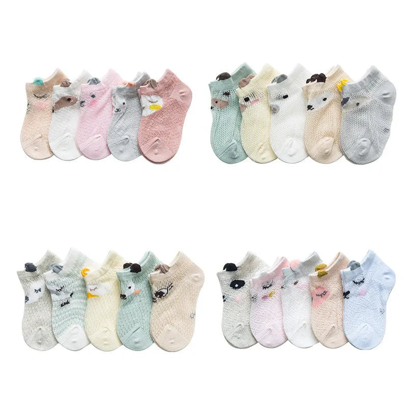 Baby Socks Newborn 5 Pairs/Lot Summer Mesh Thin Baby Socks for Girls Cotton Infant Casual Boy Girls Toddler Socks Cartoon
