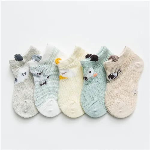 Baby Socks Newborn 5 Pairs/Lot Summer Mesh Thin Baby Socks for Girls Cotton Infant Casual Boy Girls Toddler Socks Cartoon