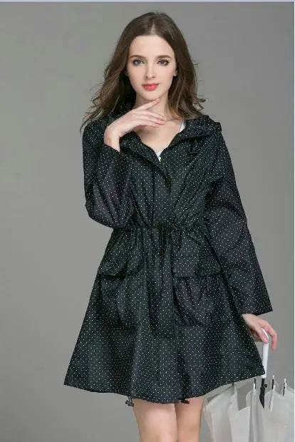 Fasshion Lightweight Women Raincoat Laydies Dress Style Rain Coat Breathable Outdoor Hiking Waterproof Rainwear 3 colors