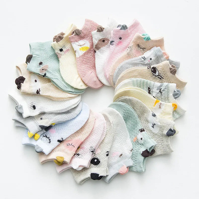 Baby Socks Newborn 5 Pairs/Lot Summer Mesh Thin Baby Socks for Girls Cotton Infant Casual Boy Girls Toddler Socks Cartoon