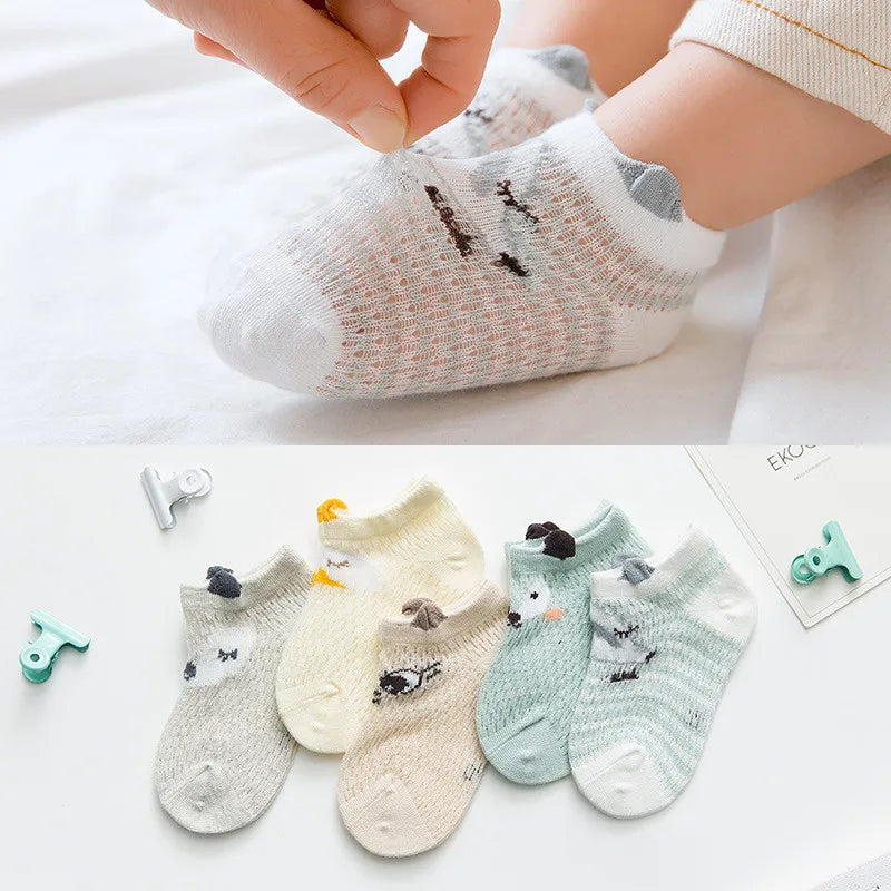 Baby Socks Newborn 5 Pairs/Lot Summer Mesh Thin Baby Socks for Girls Cotton Infant Casual Boy Girls Toddler Socks Cartoon