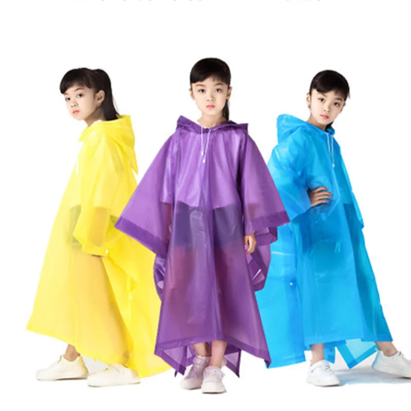 Waterproof Kids Raincoat Fashionable Foldable Outdoor Travel Rainwear Children Lightweight EVA Rain Cover Child Дождевик