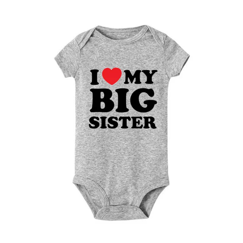 Newborn Baby Romper I Love My Big Sister Print Funny Infant Boys Girls Soft Short Sleeve Fashion Jumpsuit Outfit