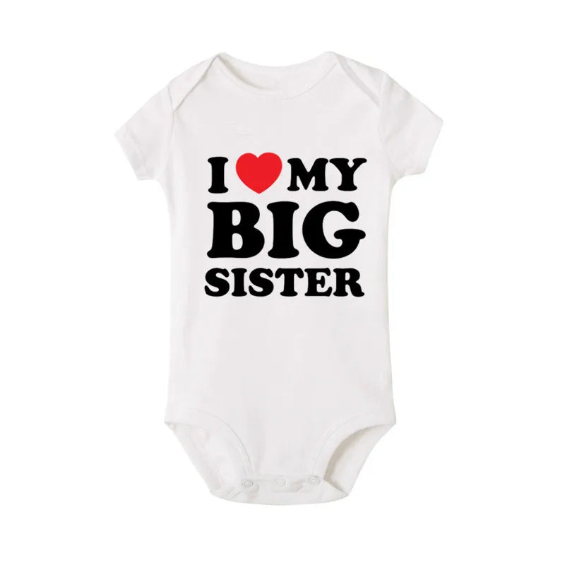 Newborn Baby Romper I Love My Big Sister Print Funny Infant Boys Girls Soft Short Sleeve Fashion Jumpsuit Outfit