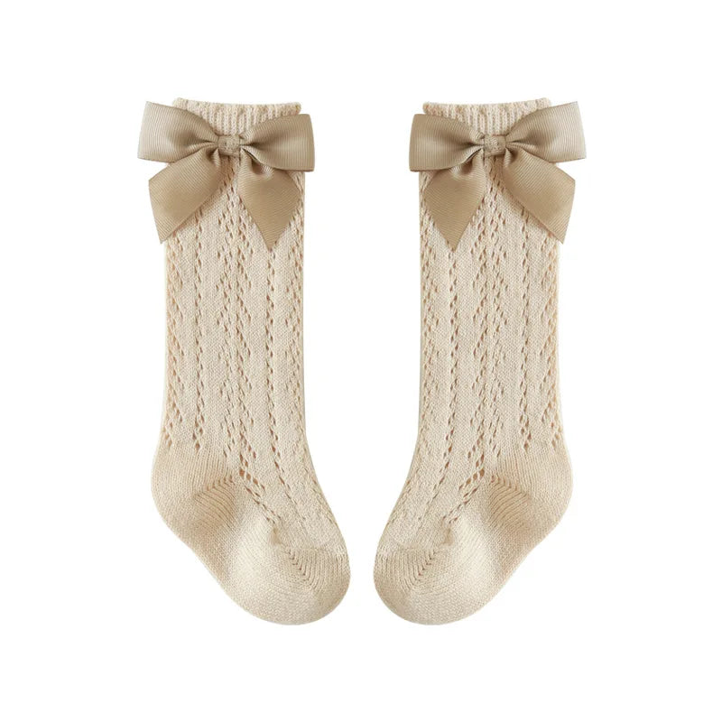 Baby Girls Socks Toddler Spanish Style Bow Cotton Mesh Breathable Newborn Infant Socks 0-5 Years