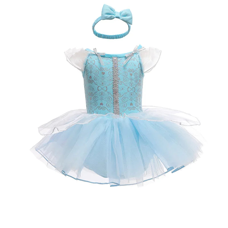 Baby Romper TUTU Dress With Headband Infant Baby Princess Girl Clothes Size 3-18M Cute Design Baby Dress Party Costumes