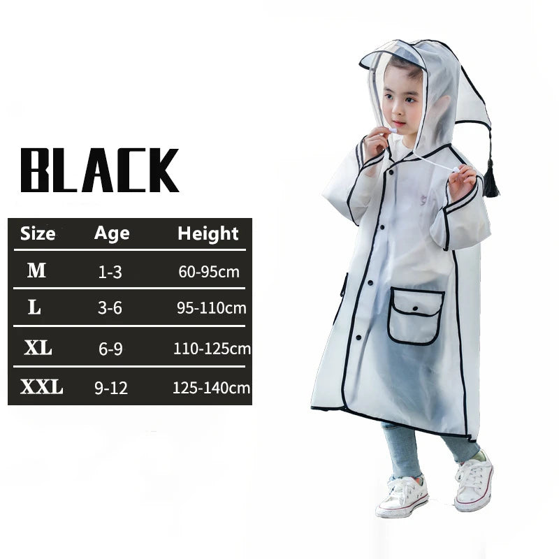 Raincoat Kids 1-10 Years Boys Girls Rain Jackets Cartoon Rain Coat Outfits Transparent Rainwear Baby Waterproof Child Clothes