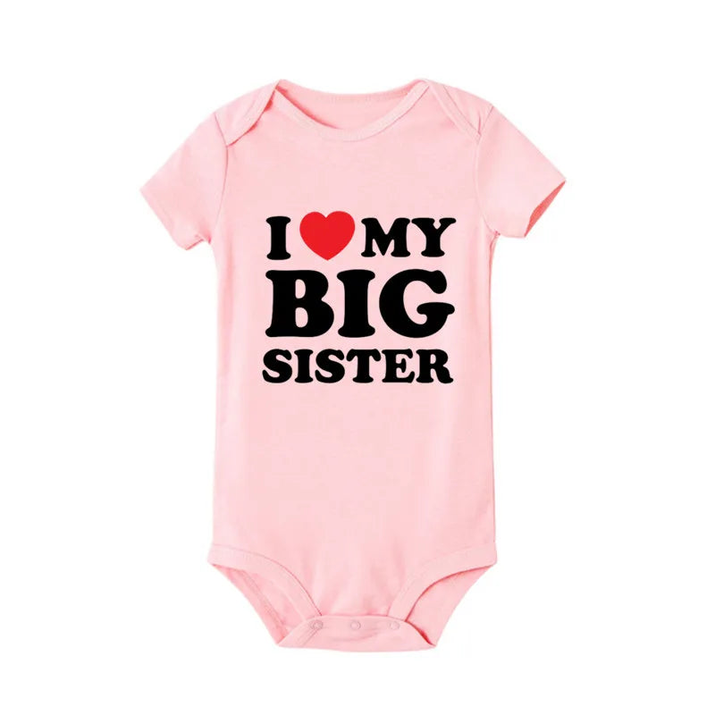 Newborn Baby Romper I Love My Big Sister Print Funny Infant Boys Girls Soft Short Sleeve Fashion Jumpsuit Outfit