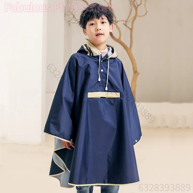 Children's raincoat, cloak style school bag, advanced Korean version, primary school children's poncho, electric car raincoat.