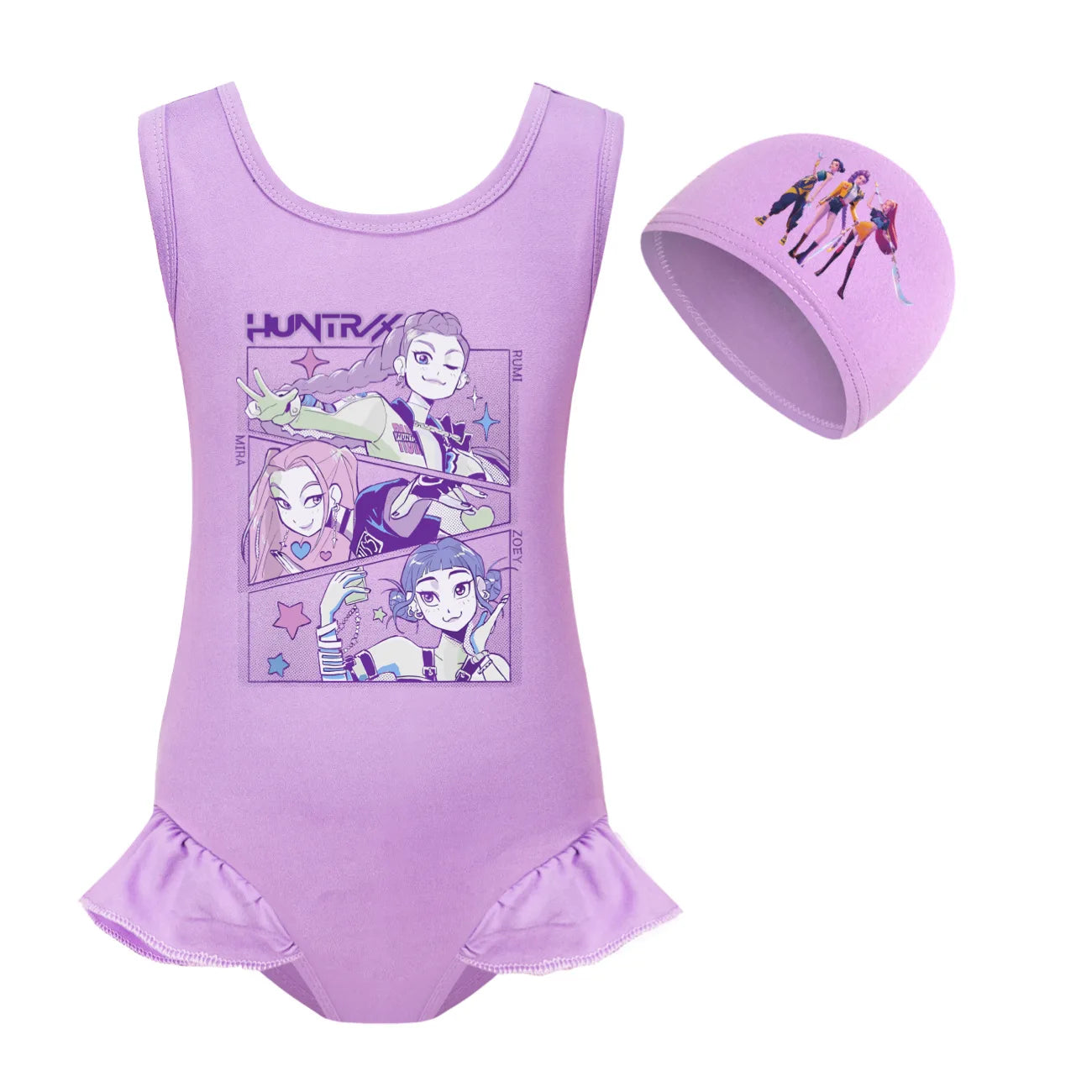 KPop Demon Hunters Huntrix Clothes Kids Swimwear Girls Summer One-Piece Swimsuit Children Sleeveless Swiming Biniki Sets