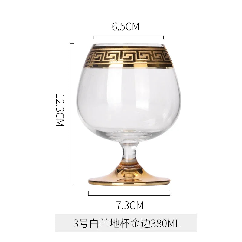 Phnom Penh Silver Edge European Glass Brandy Champagne Tall Foreign Crystal Red Wine Dining Table Household Water Glass