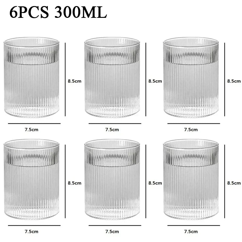 1/2/4/6pcs Vertical Pattern Cup Creative Japanese Glass Wine Juice Drink Coffee Handmade Clear Drinkware Shot Glasses Whiskey