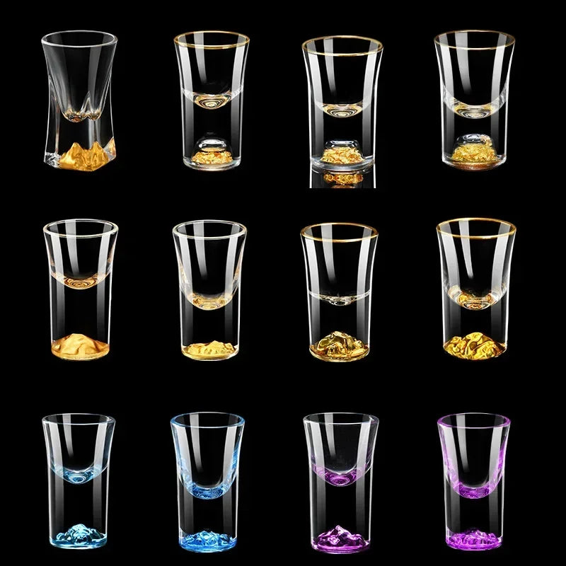 6Pcs Crystal Vodka Shot Glass 0.5oz Mini Size Gold Leaf Wine Glasses Spirits Japanese Sake Korean Soju Brandy Shot Cup