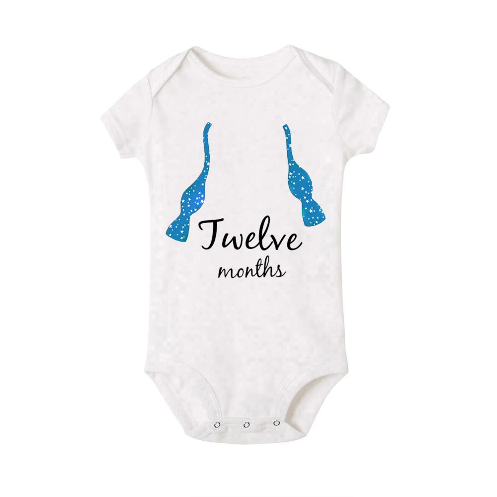 Baby Grow Monthly Milestone Baby Bodysuit 1-12 Month Newborn Romper Photography Prop Outfit Toddler Clothes Infant Shower Gift